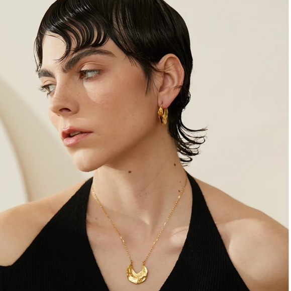 Gold Foil Hoop Earrings - Picture 10 of 12